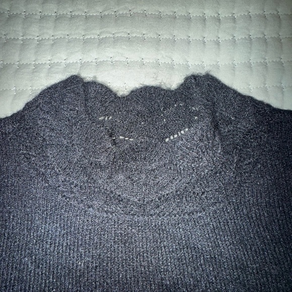 Halogen Pointelle Mock Neck wool Blend Sweater. Rich black. Size Large. NWT - Picture 7 of 14